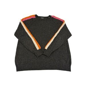 Luella Women's Cashmere Wool Blend Rainbow Stripe Sleeve Sweater Size M